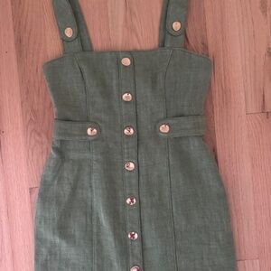 Acler Green Dress with Gold Button Size 8